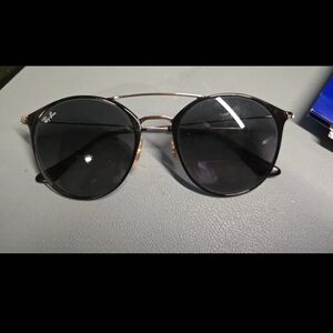 Ray-Ban Gold and Black Round Sunglasses